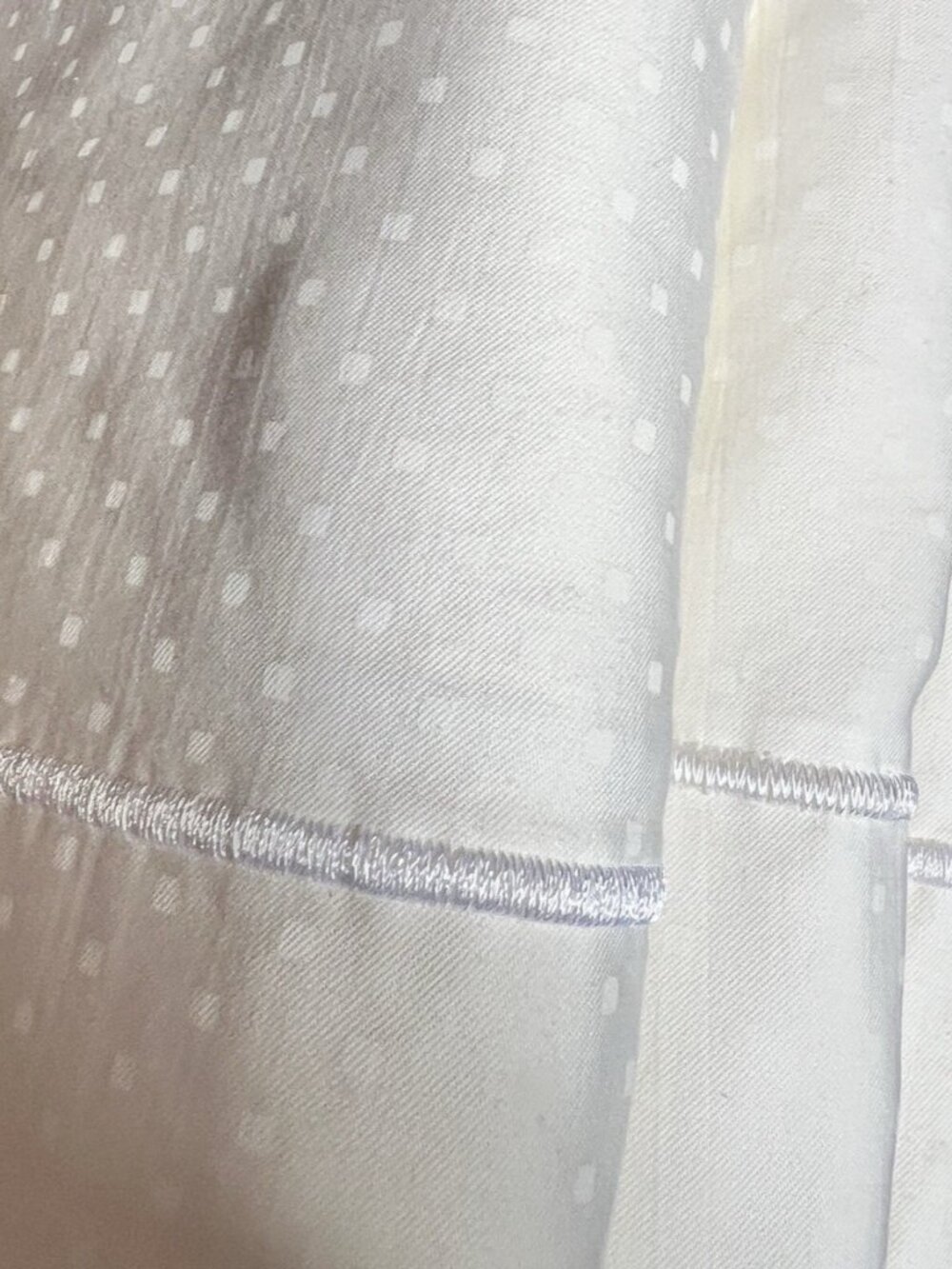 KING Flat Charisma Fieldcrest 100% SUPIMA Cotton Sheet Off White Classic Dot USA